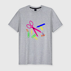 Мужская slim-футболка Цветные мелкие предметы