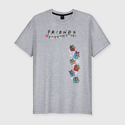 Мужская slim-футболка Friends Подарки и снег