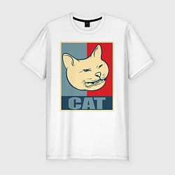 Футболка slim-fit Laugthing cat, цвет: белый