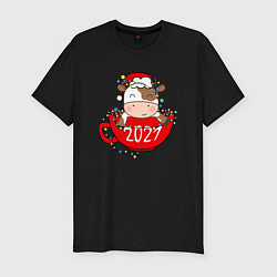 Мужская slim-футболка Милый бычок 2021