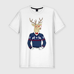 Футболка slim-fit Hipster Deer, цвет: белый