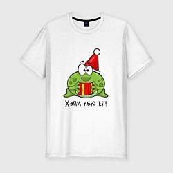 Мужская slim-футболка Лягушка - Хэпи нью ер