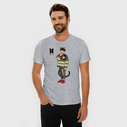Футболка slim-fit BTS Cat, цвет: меланж — фото 2