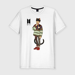 Мужская slim-футболка BTS Cat
