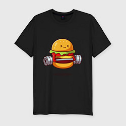 Футболка slim-fit Бургер на спорте, цвет: черный
