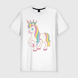 Мужская slim-футболка Единорог корона лошадка
