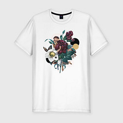 Мужская slim-футболка Paintings and flowers