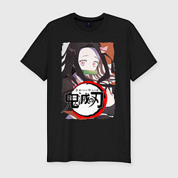 Футболка slim-fit DEMON SLAYER KIMETSU NO YAIBA КЛИНОК РАССЕКАЮЩИЙ Д, цвет: черный