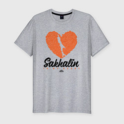 Мужская slim-футболка Сахалин в моем сердце