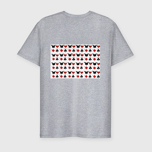 Мужская slim-футболка Карточные масти / Меланж – фото 2