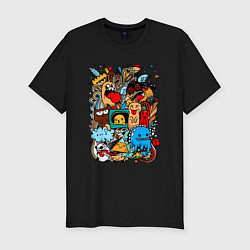 Футболка slim-fit Doodle Monster Дудл Z, цвет: черный