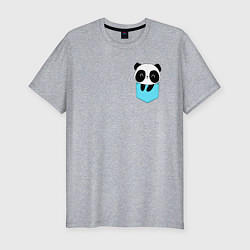 Мужская slim-футболка Панда милашка в кармашке