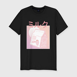 Футболка slim-fit Vaporwave Strawberry Milk, цвет: черный