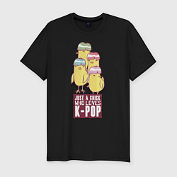 Футболка slim-fit Цыпочка, которая любит K-POP, цвет: черный