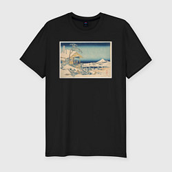 Мужская slim-футболка Снежное утро на реке Коисикава