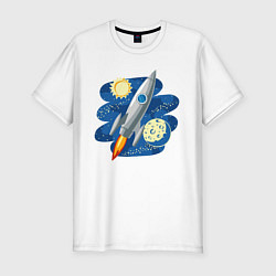 Мужская slim-футболка Ракета