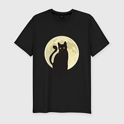 Футболка slim-fit Moon Cat, цвет: черный