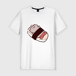 Мужская slim-футболка Суши котик