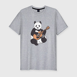 Футболка slim-fit Панда гитарист Panda Guitar, цвет: меланж