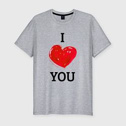Футболка slim-fit I LOVE YOU HEART Z, цвет: меланж