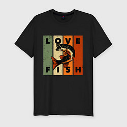 Футболка slim-fit Love fish Люблю рыбу, цвет: черный