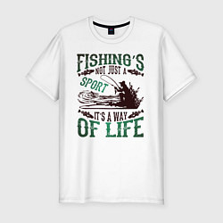 Мужская slim-футболка Рыбалка моя жизнь