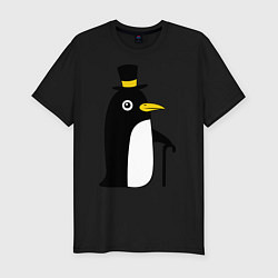 Футболка slim-fit Пингвин в шляпе, цвет: черный