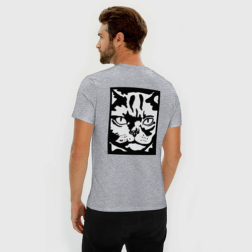 Мужская slim-футболка Cat Obey - Кот Подчиняйся / Меланж – фото 4