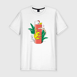 Мужская slim-футболка Лягушка и зажигалка абстракция