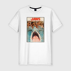 Мужская slim-футболка Jaws beach poster