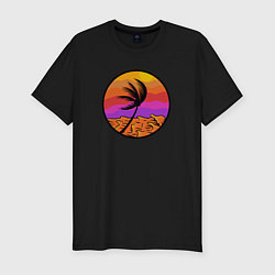 Мужская slim-футболка Пальма и море