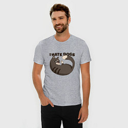 Футболка slim-fit I hate dogs Я ненавижу собак, цвет: меланж — фото 2
