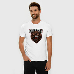 Футболка slim-fit Медведь Grizzly, цвет: белый — фото 2