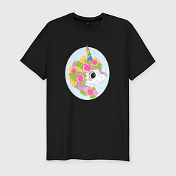 Мужская slim-футболка Единорог в цветах