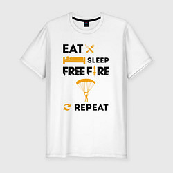 Футболка slim-fit Eat Sleep Replay Free Fire, цвет: белый