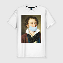 Мужская slim-футболка Пушкин в маске