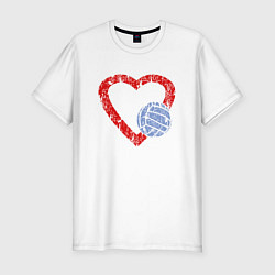 Мужская slim-футболка Любовь - Волейбол
