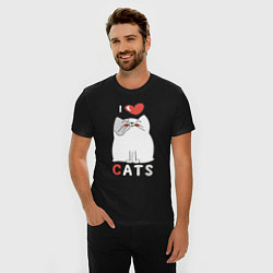 Футболка slim-fit I Love Cats, цвет: черный — фото 2