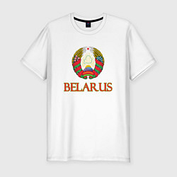 Футболка slim-fit Герб Belarus, цвет: белый