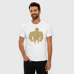 Футболка slim-fit Мем собака качок DOGE, цвет: белый — фото 2