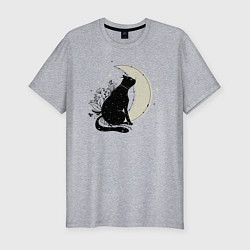 Мужская slim-футболка Звездная кошка и Полумесяц