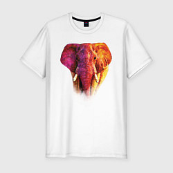 Мужская slim-футболка Слон акварельный