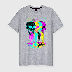 Футболка slim-fit 4 ЧЕРЕПА SKULLS NEON, цвет: меланж
