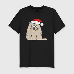 Футболка slim-fit New Year Cat, цвет: черный