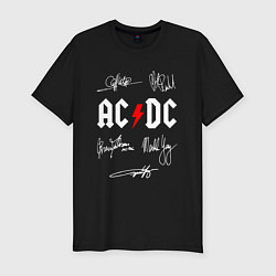 Футболка slim-fit AC DC АВТОГРАФЫ ИСПОЛНИТЕЛЕЙ, цвет: черный