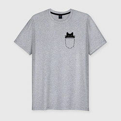 Мужская slim-футболка Кот в кармане