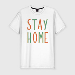 Мужская slim-футболка Сидим Дома