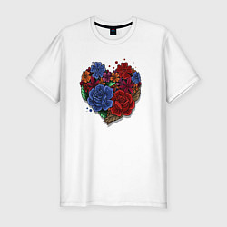 Мужская slim-футболка Цветочное сердце
