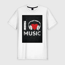Мужская slim-футболка I love music