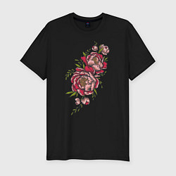 Мужская slim-футболка Пионы